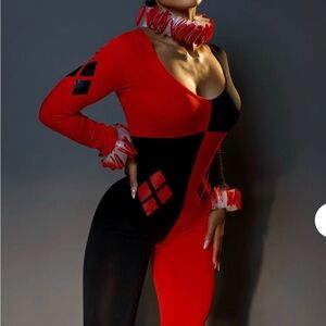 Red and Black Harlequin Jumpsuit